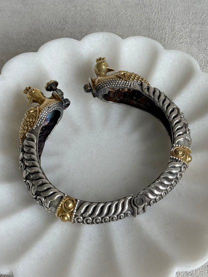 Ayura Designs Aayra Peacock Kangan Bracelet – Dual Tone Twin Peacock Design with Bird Motif Detailing
