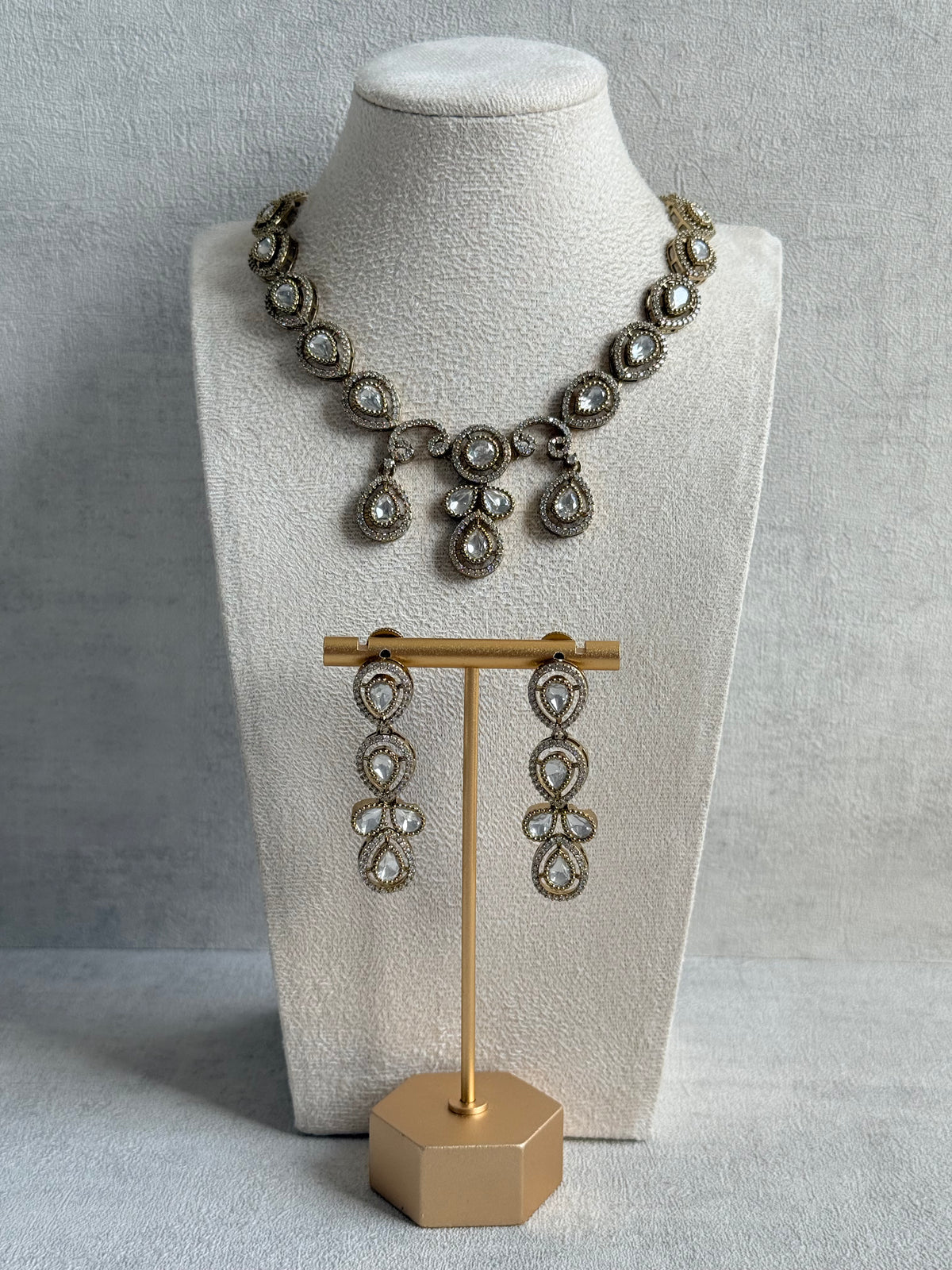 Ayura Designs Bianca Necklace Set with Earrings – Kundan, Crystals & Gold Finish