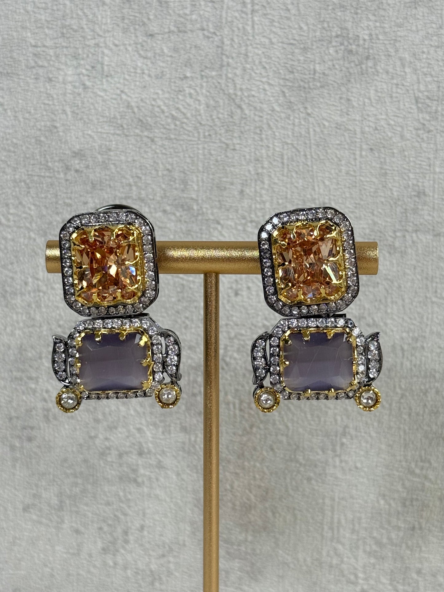 Ayura Designs Amelia Choker Set with Earrings – Moissanite Stonework with Layered Pearls in Antique Silver Finish (Soft Pastel Mix)