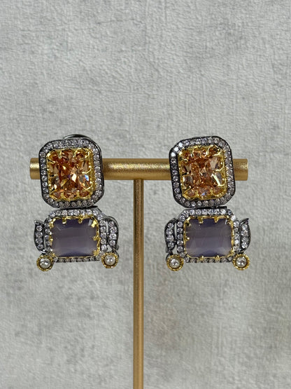 Ayura Designs Amelia Choker Set with Earrings – Moissanite Stonework with Layered Pearls in Antique Silver Finish (Soft Pastel Mix)