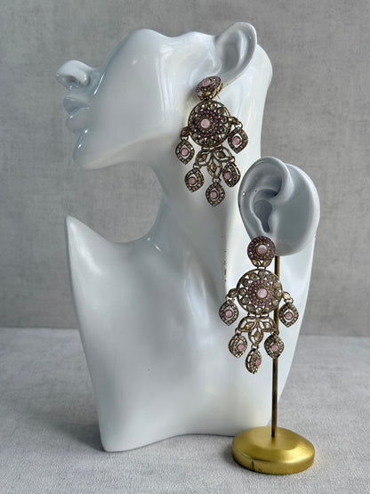 Ayura Designs Vanika Earrings – Lilac, Blush Pink & Champagne Crystal Gold Finish