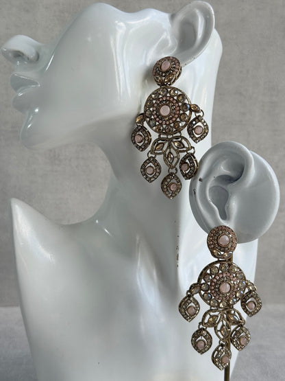 Ayura Designs Vanika Earrings – Blush Pink & Champagne Crystal Gold Finish