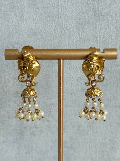 Ayura Designs Wadha Collar Necklace Set with Earrings – Gold Elephant Pendant & Ruby Red Stone Detailing