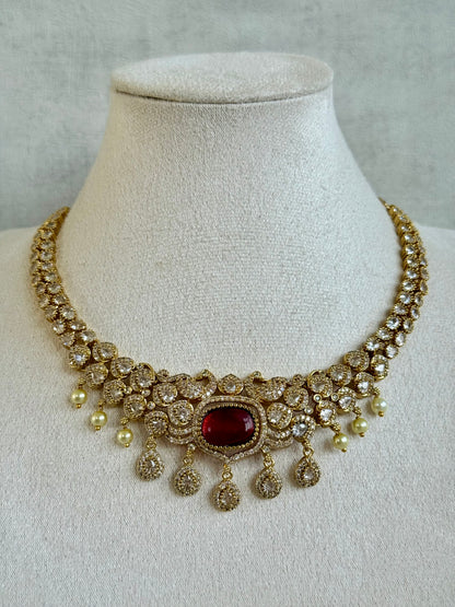 Ayura Designs Amreen Set with Earrings – Interchangeable Centre Stones with Peacock Motifs, Crystal Detailing & Pearl Drops