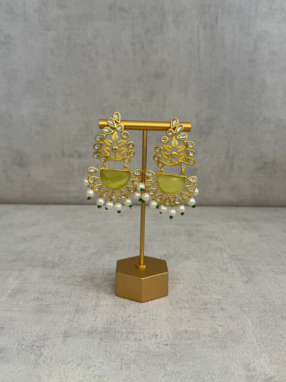 Ayura Designs Vaanya Earrings – Yellow Kundan & Pearl Earrings