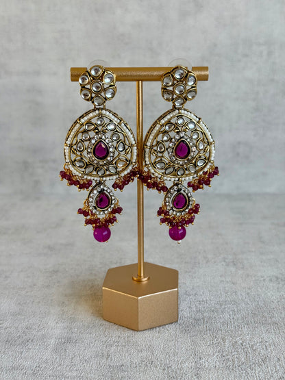 Ayura Designs Zarmeen Choker Set with Earrings & Tikka – Mirror-Cut Stones, Antique Gold Finish and Magenta Beads