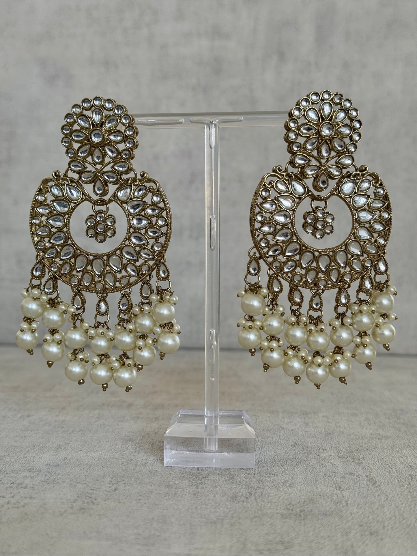Ayura Designs Roshni Tikka Set - Antique Gold Kundan with Pearl Detailing