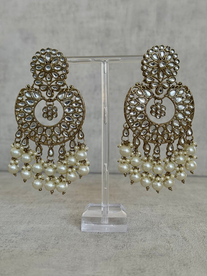 Ayura Designs Roshni Tikka Set - Antique Gold Kundan with Pearl Detailing