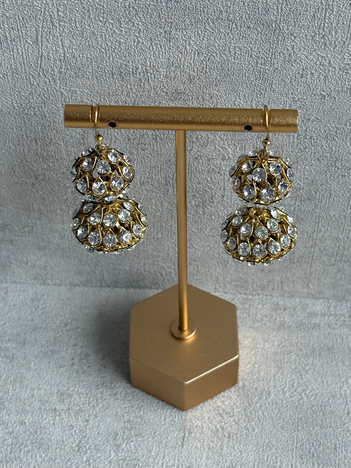 Ayura Designs Anisa Jhumkis – Double Dome Jhumkis with Mirror-Cut Stones & Antique Gold Finish