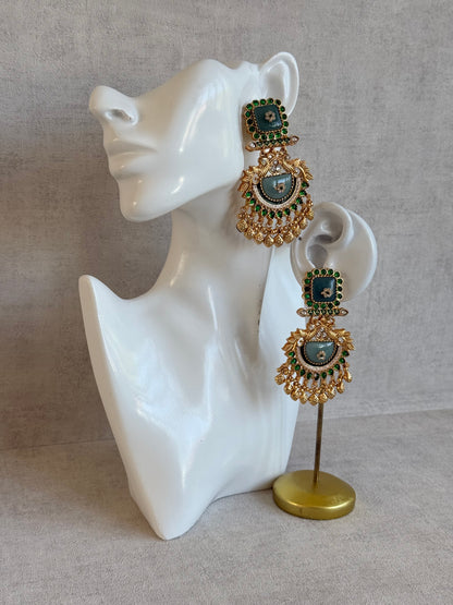 Ayura Designs Aranya Earrings – Sage Green & Emerald Green Statement Earrings