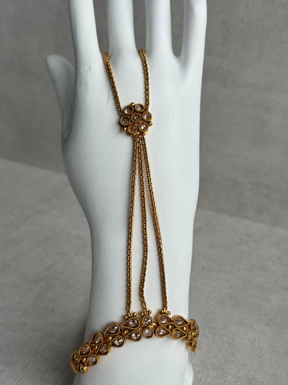 Ayura Designs Paru Haathphool – Single Hand Ornament with Kundan Detailing & Gold Finish