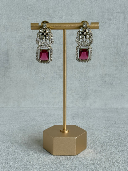 Ayura Designs Celine Necklace Set with Earrings – Moissanite Ruby Rose Statement Set