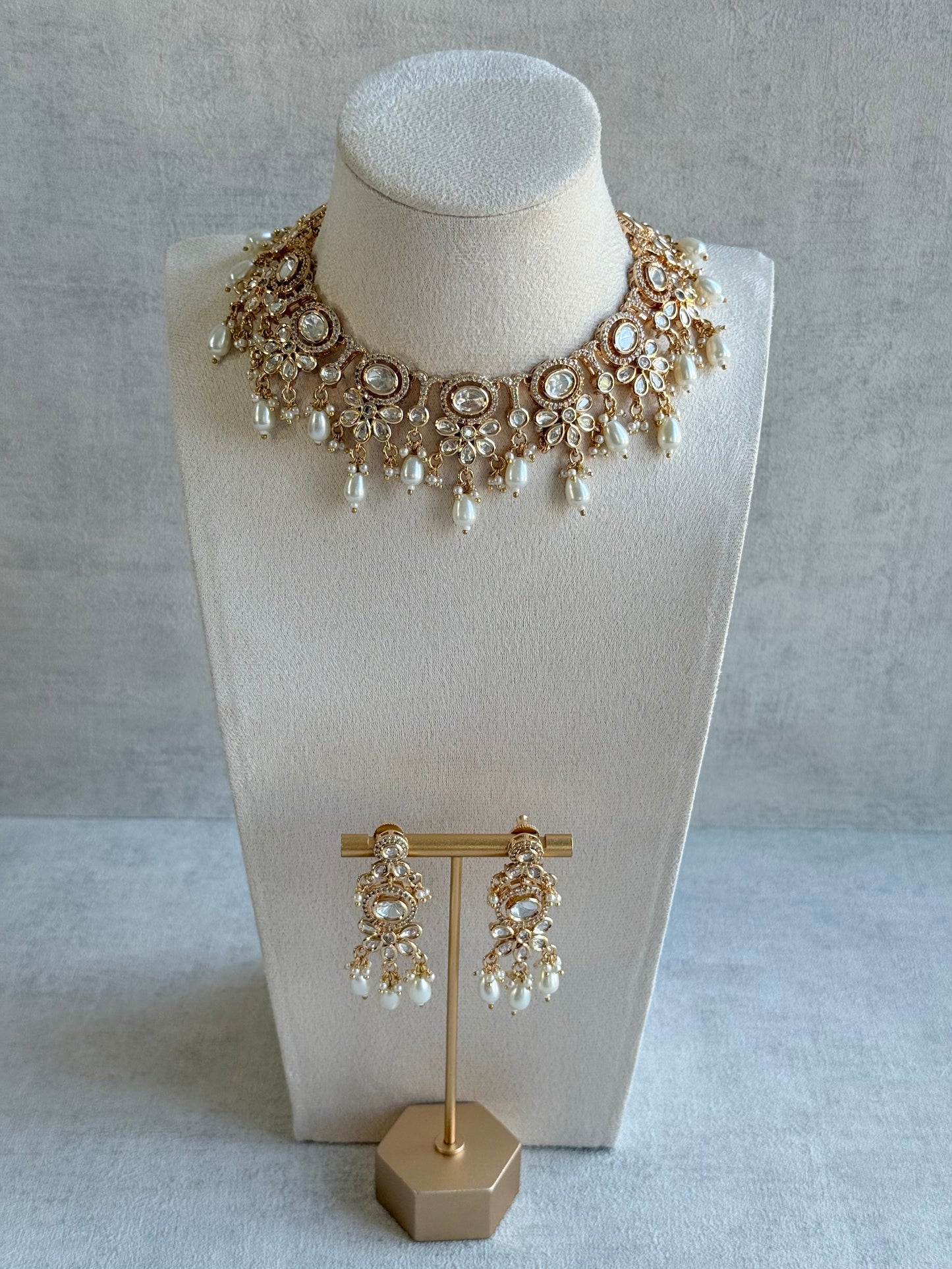 Ayura Designs Ipsita Necklace Set with Earrings – Kundan & Pearl Drop Detailing