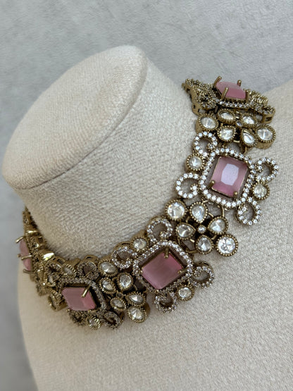 Ayura Designs Celine Set with Earrings – Moissanite Blush Pink Statement Set