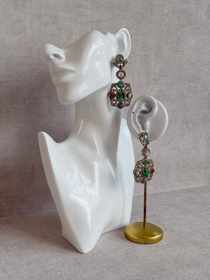Ayura Designs Ella Statement Earrings – Multicolour Stones & Crystal Detailing