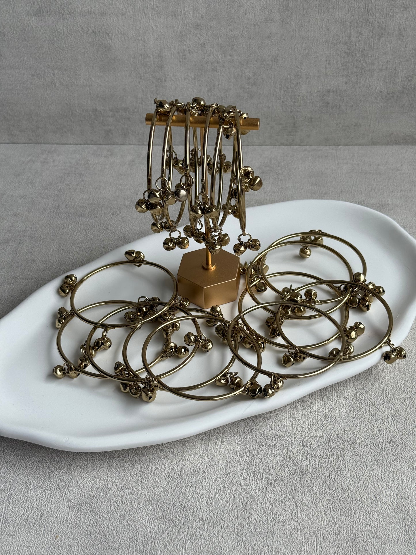 Ayura Designs Ujjala Churdiya/Bangles – Set of 4 Gold Bangles with Ghungroo Detailing