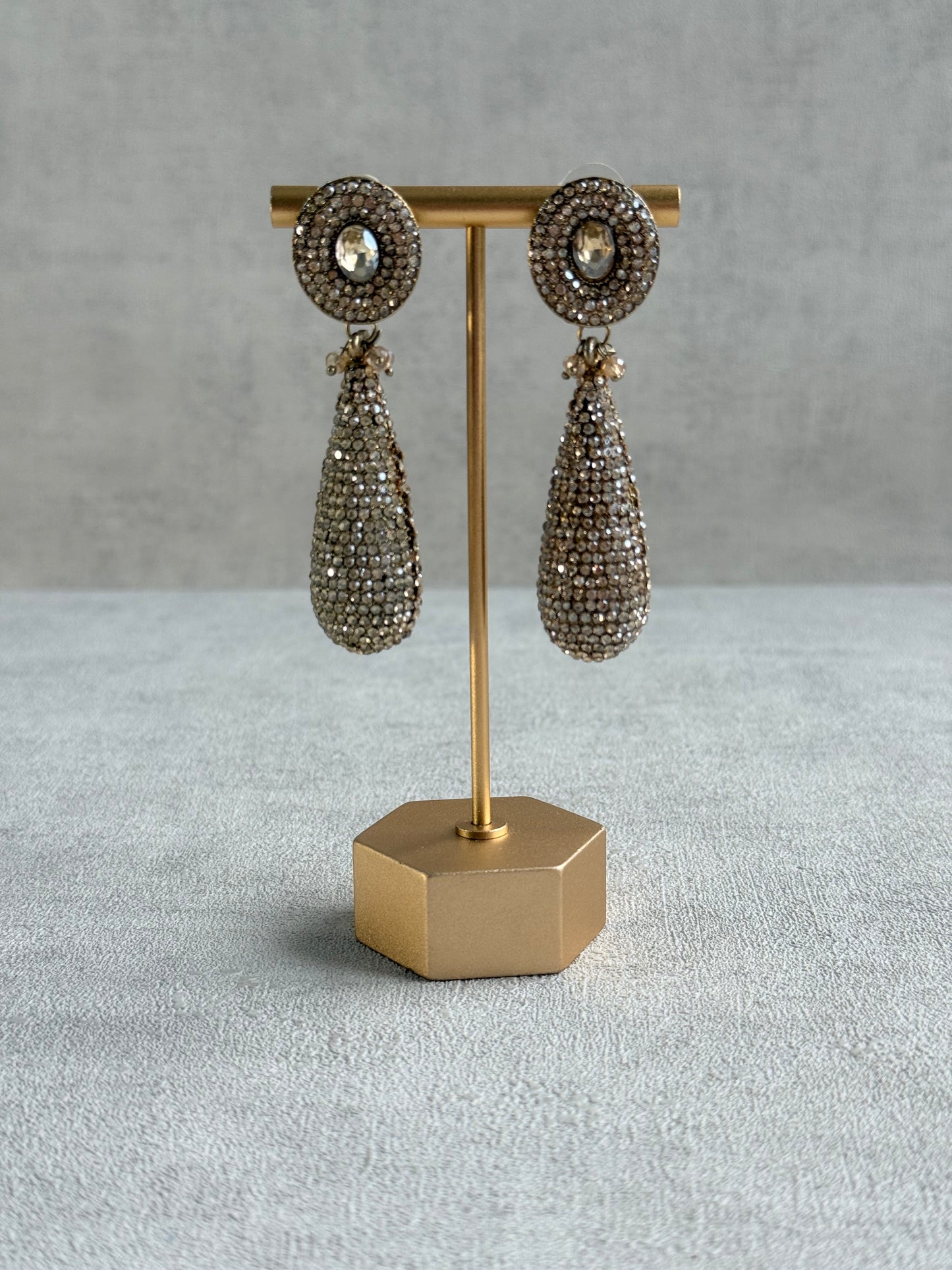 Ayura Designs Paisley Earrings – Champagne Crystal Embellished Teardrop Earrings
