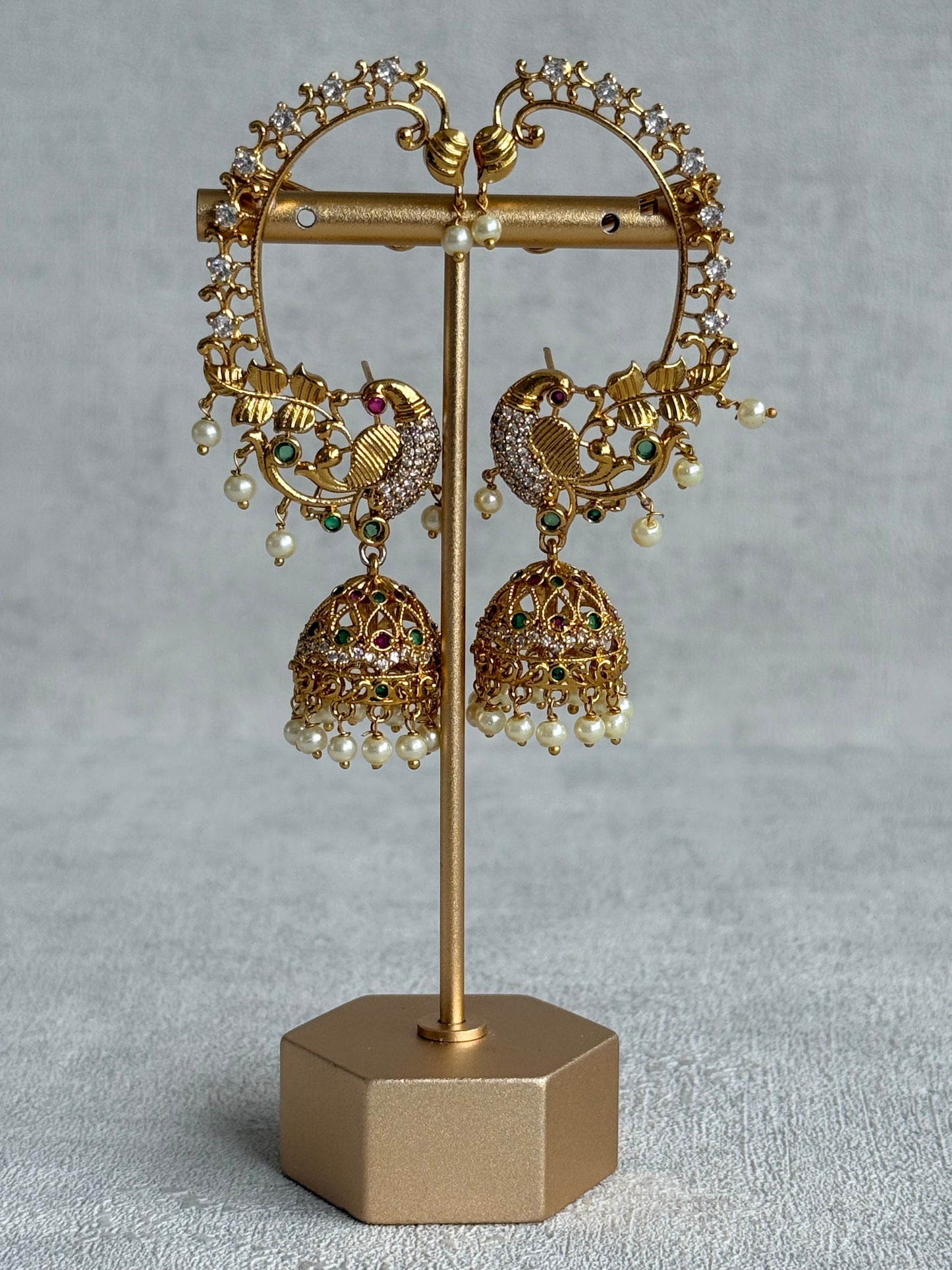 Ayura Designs Divisha Jhumkis – Peacock Ear Cuff Earrings