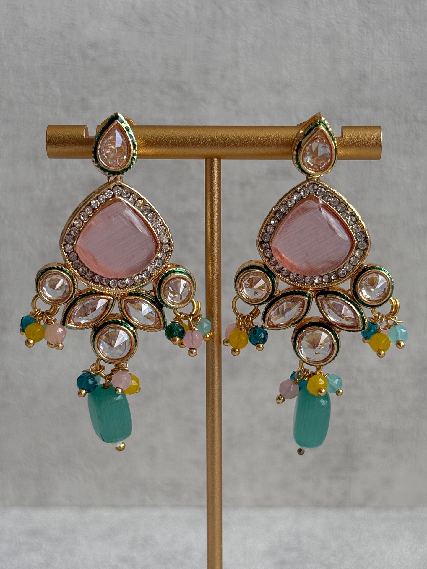 Ayura Designs Paheli Set with Earrings – Multicolour Stones, Kundan Detailing & Pearl Strands
