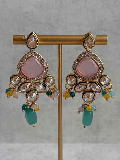 Ayura Designs Paheli Set with Earrings – Multicolour Stones, Kundan Detailing & Pearl Strands