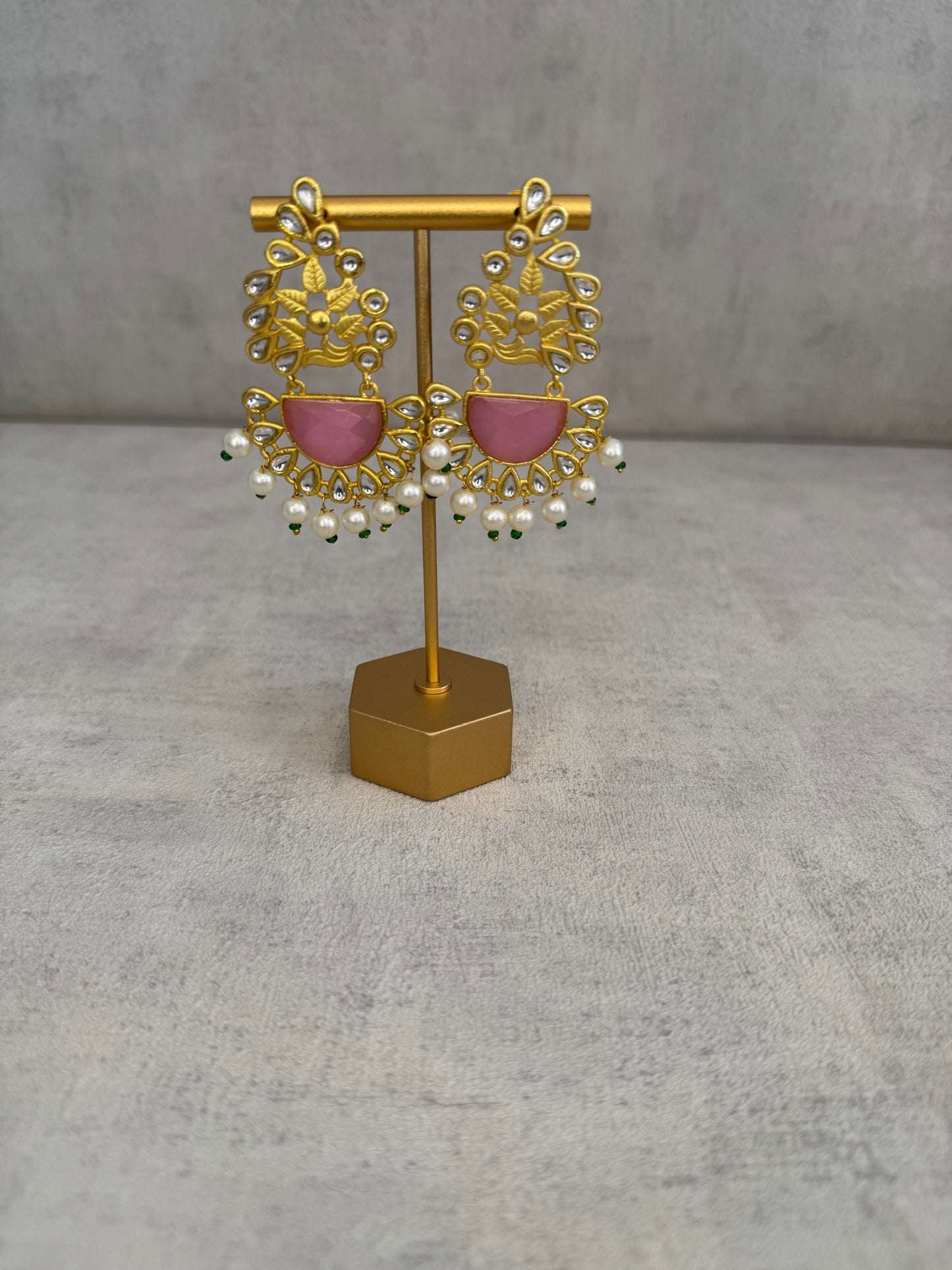 Ayura Designs Vaanya Earrings – Pink Kundan & Pearl Earrings