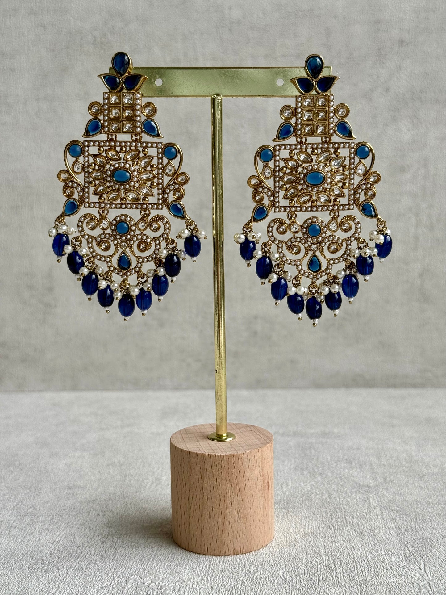 Ayura Designs Arwa Earrings – Antique Gold Finish with Multicolour Stones & Pearl Detailing