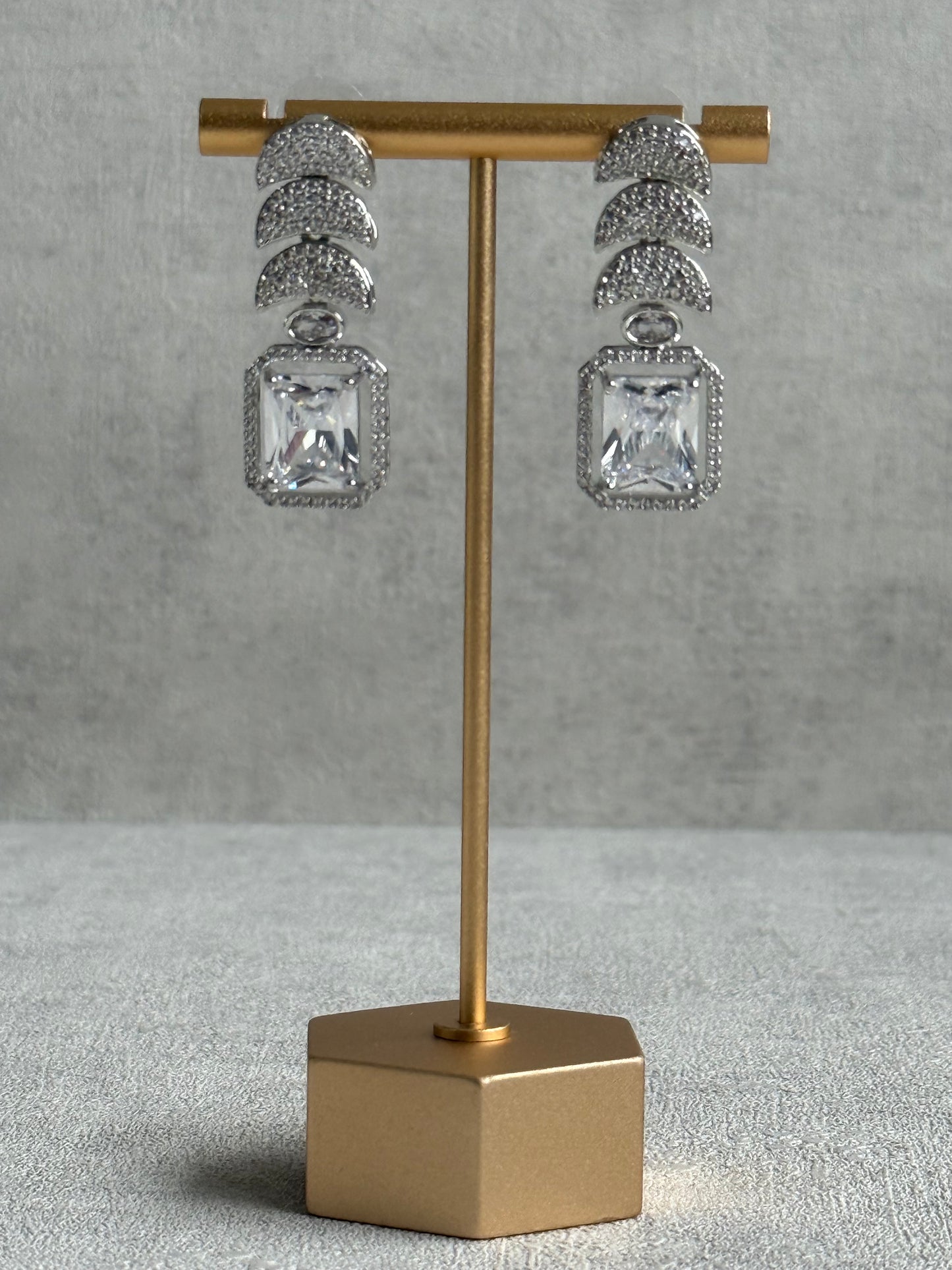 Ayura Designs Arabella Set – Silver Necklace & Earrings with Moissanite Stones