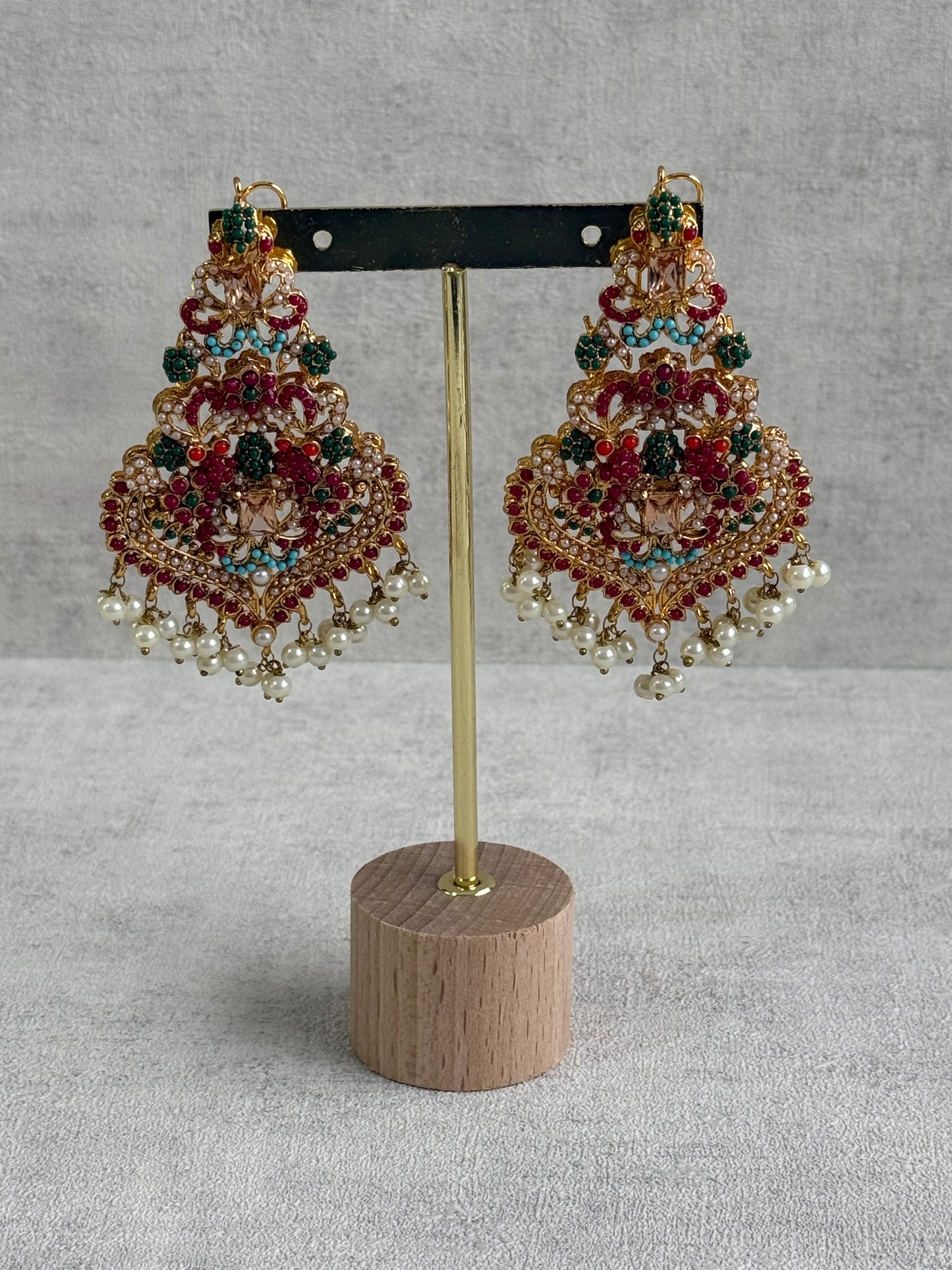 Ayura Designs Mahnoor Navratan Choker Set with Earrings & Tikka – Antique Gold Finish, Multicolour Enamel & Pearl Detailing