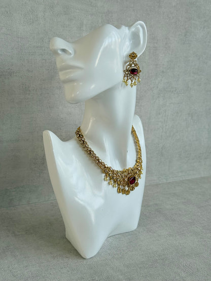 Ayura Designs Amreen Set with Earrings – Interchangeable Centre Stones with Peacock Motifs, Crystal Detailing & Pearl Drops