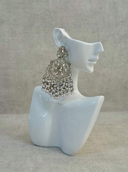 Ayura Designs Prija Earrings – Crystal Floral Chandeliers with Pearl Cluster Drops