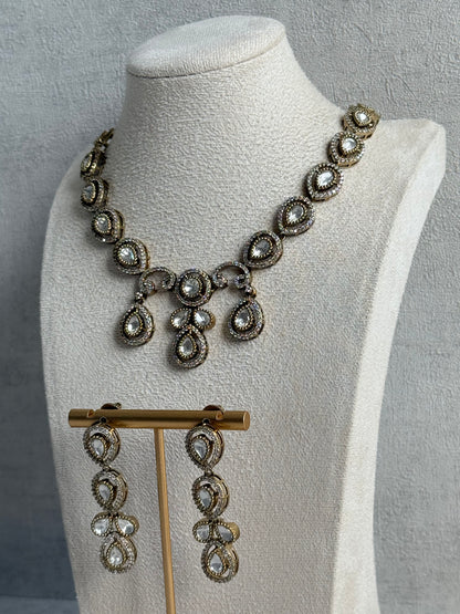 Ayura Designs Bianca Necklace Set with Earrings – Kundan, Crystals & Gold Finish