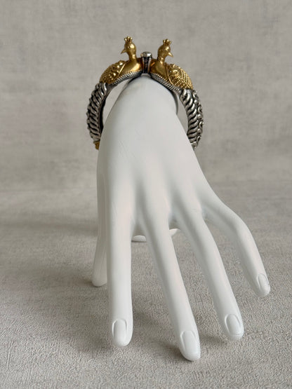 Ayura Designs Aayra Peacock Kangan Bracelet – Dual Tone Twin Peacock Design with Bird Motif Detailing