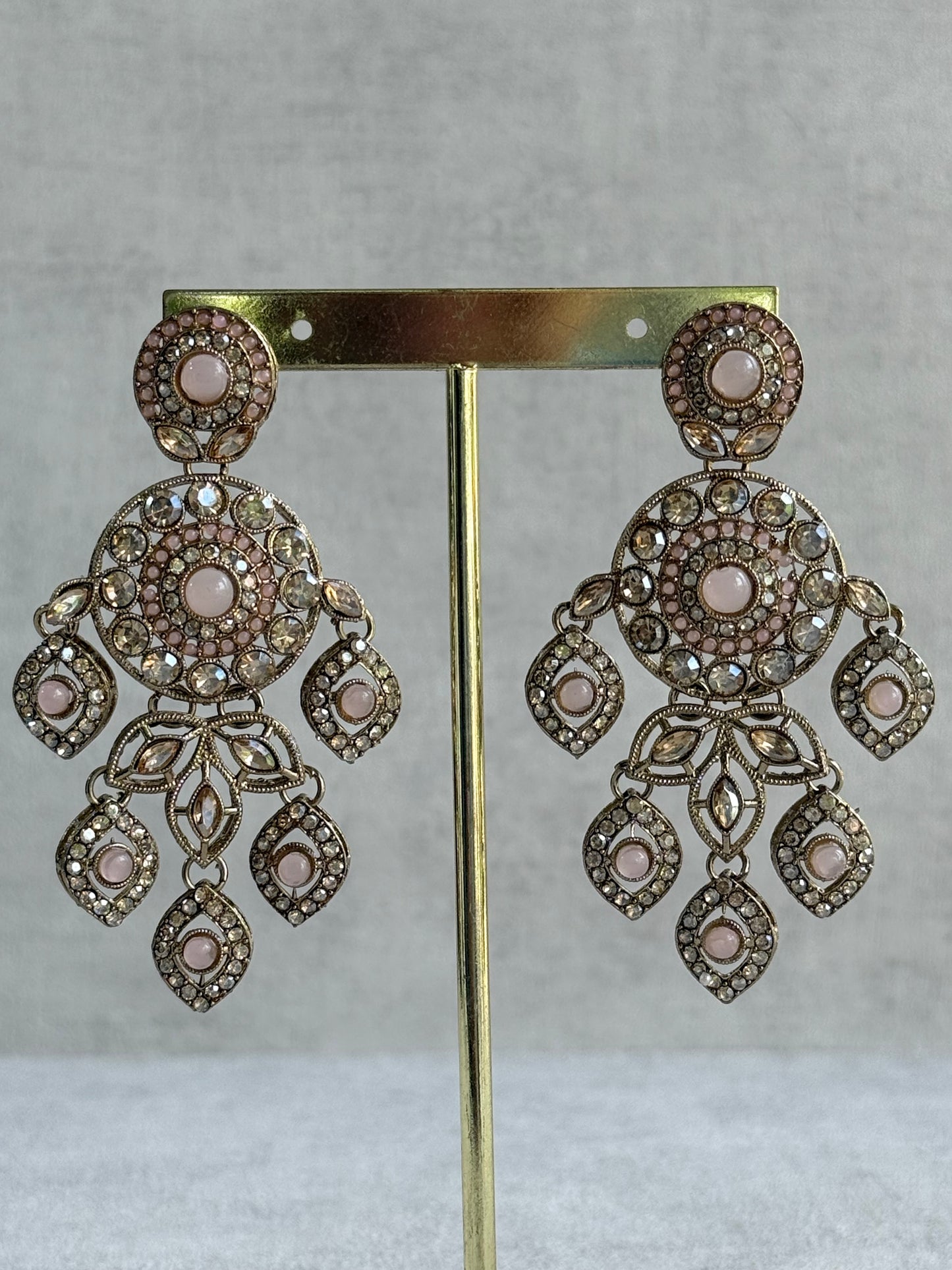 Ayura Designs Vanika Earrings – Blush Pink & Champagne Crystal Gold Finish