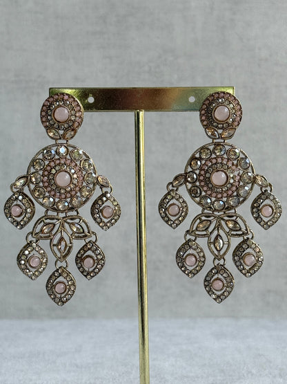 Ayura Designs Vanika Earrings – Blush Pink & Champagne Crystal Gold Finish