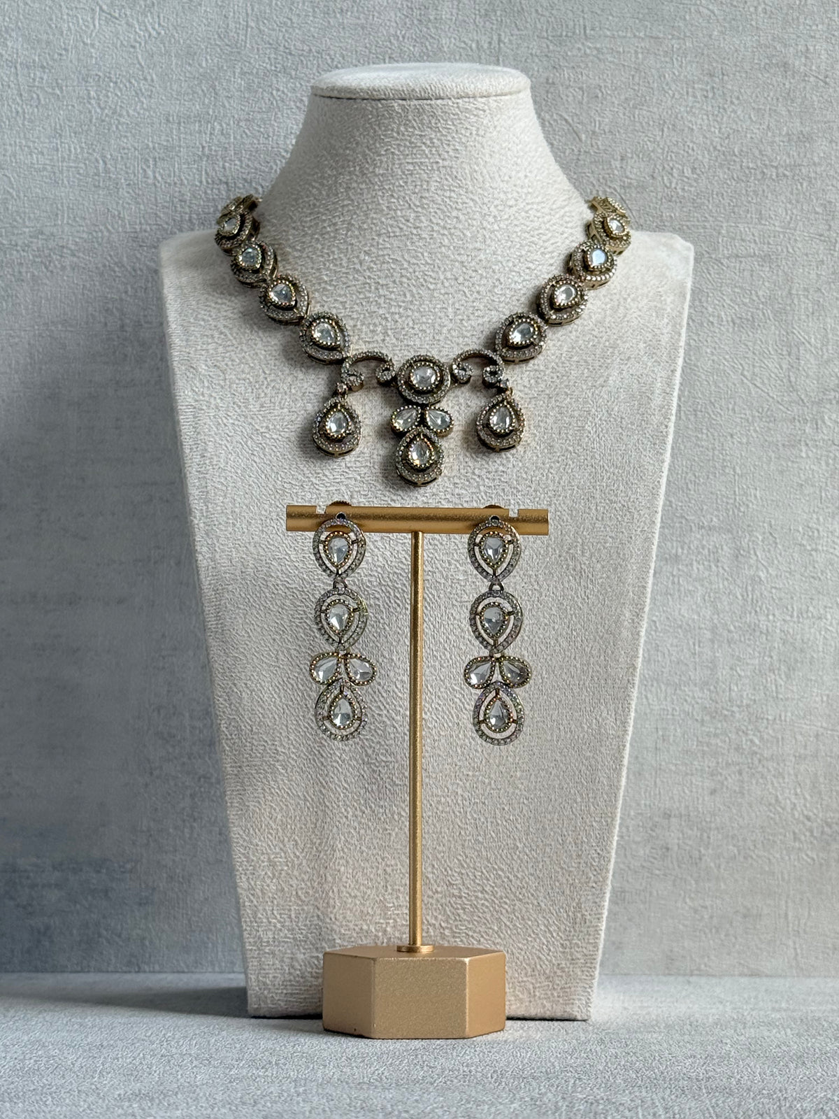 Ayura Designs Bianca Necklace Set with Earrings – Kundan, Crystals & Gold Finish