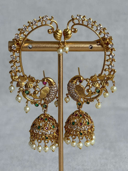 Ayura Designs Divisha Jhumkis – Peacock Ear Cuff Earrings