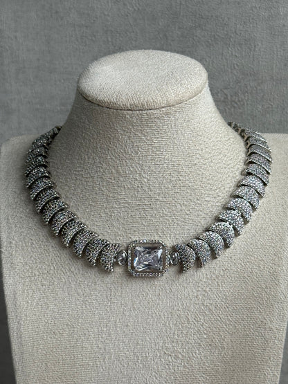 Ayura Designs Arabella Set – Silver Necklace & Earrings with Moissanite Stones