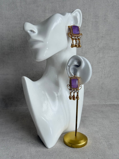 Ayura Designs Aleena Earrings – Lilac Stone Stud Earrings with Pearls & Ghungroo Detailing
