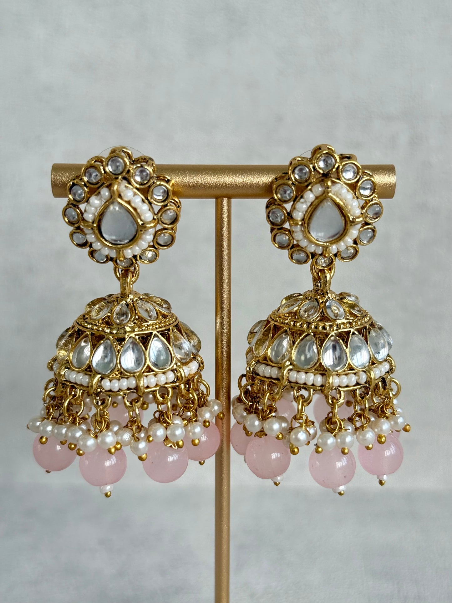 Ayura Designs Iyla Set with Necklace, Earrings & Tikka – Kundan Detailing, Ivory Pearl Drops & Blush Pink Beads