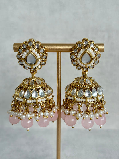 Ayura Designs Iyla Set with Necklace, Earrings & Tikka – Kundan Detailing, Ivory Pearl Drops & Blush Pink Beads