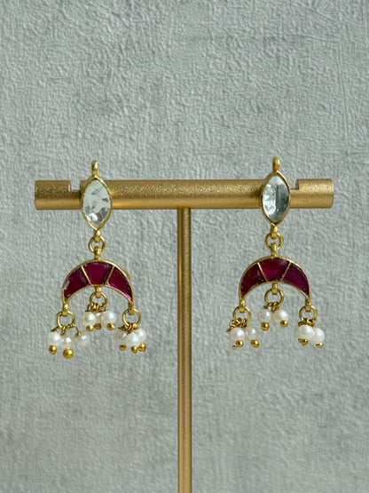 Ayura Designs Mahi Choker Set with Earrings – Meenakari Kundan Hot Pink & Ivory Detailing
