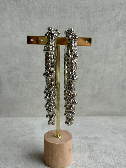 Ayura Designs Saawan Bangles – Silver Finish with Ghungroo Drops