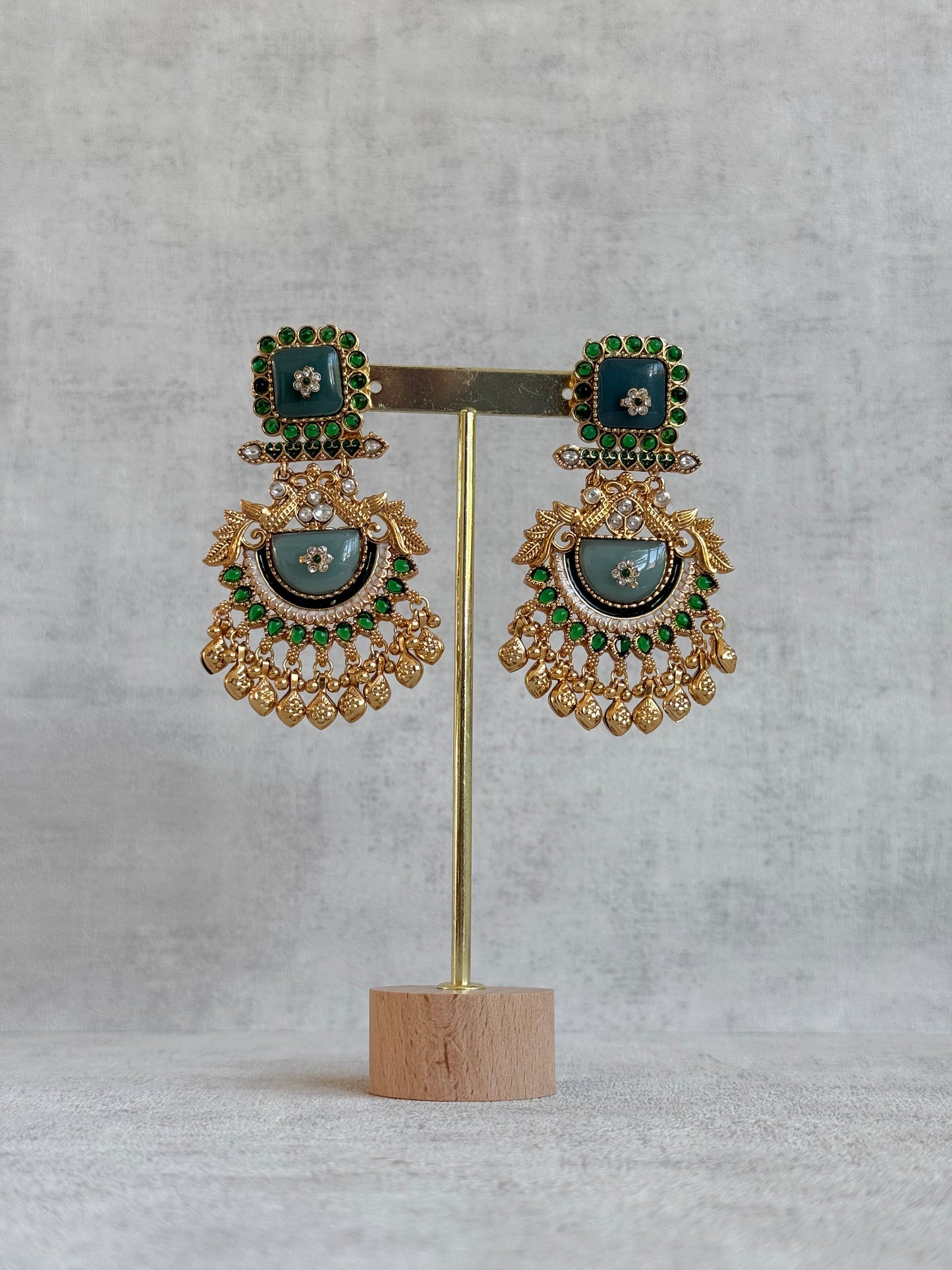 Ayura Designs Aranya Earrings – Sage Green & Emerald Green Statement Earrings