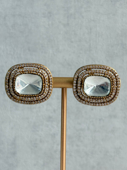 Ayura Designs Emma Choker Set – Mint Green & Blush Pink Gemstone Choker & Studs with Mirror-Cut Centrepiece, Pearl Strands & Crystal Borders