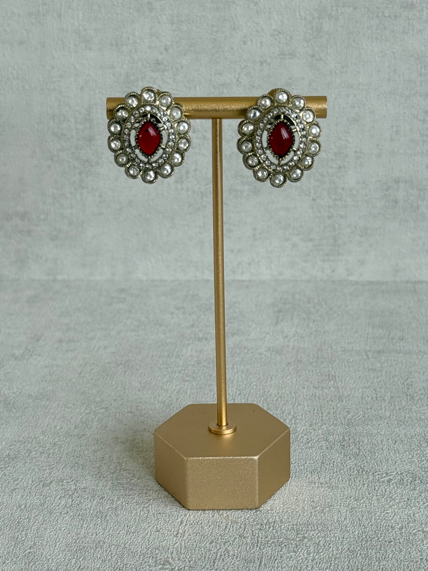 Ayura Designs Ivy Necklace Set with Studs & Tikka – Ruby Red & Mint Green Kundan Detailing