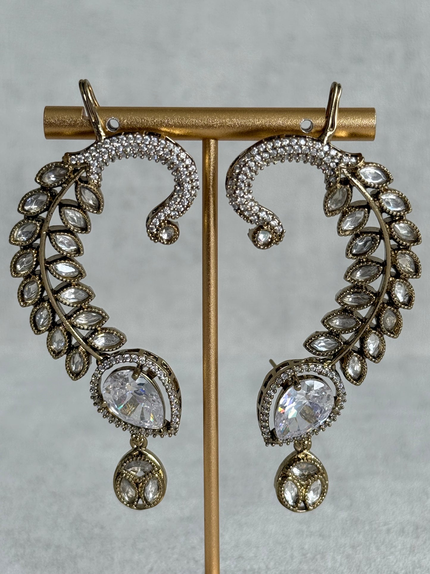 Ayura Designs Dvija Jhumkis – Crystal Ear Cuff Earrings