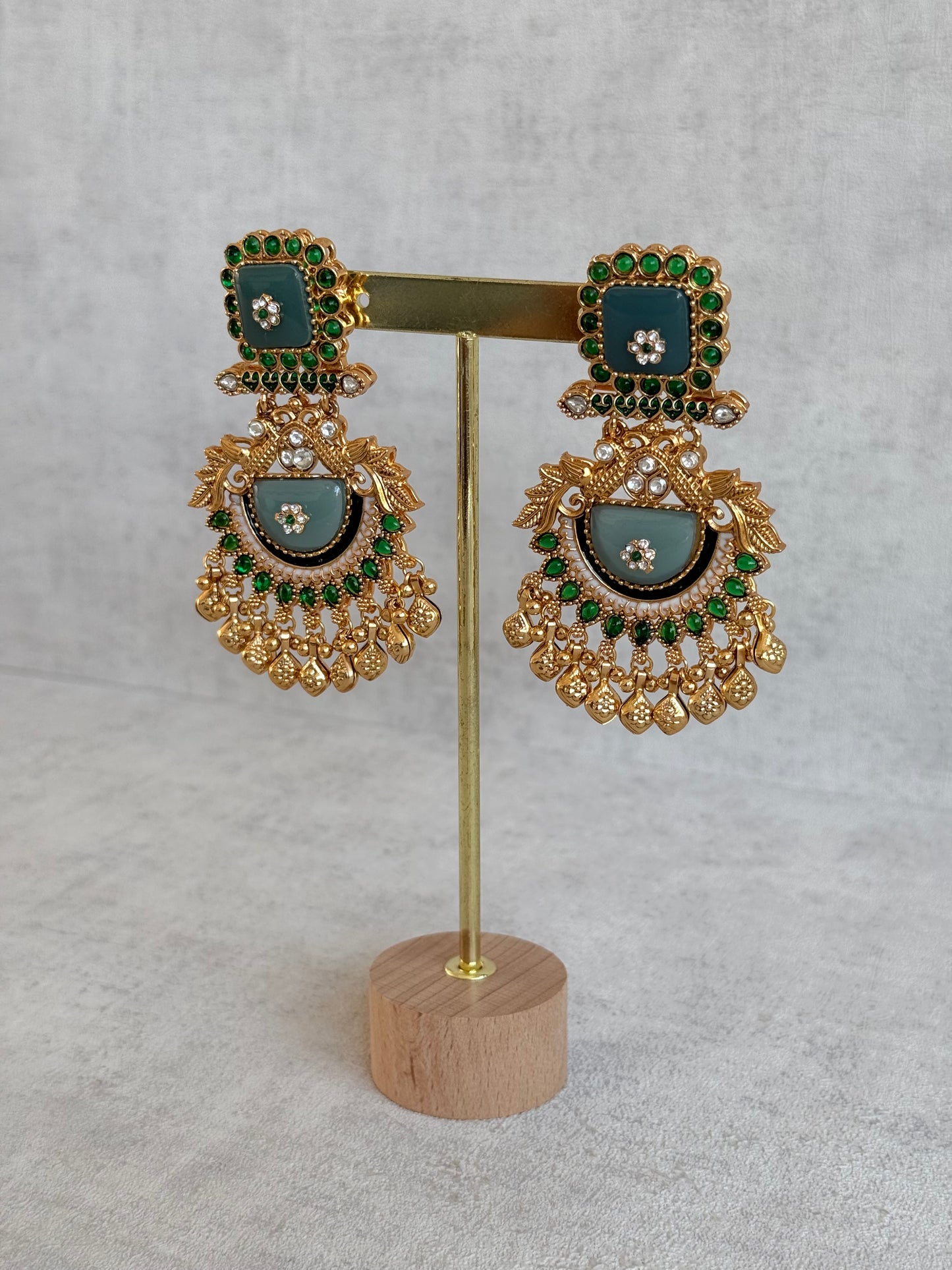 Ayura Designs Aranya Earrings – Sage Green & Emerald Green Statement Earrings