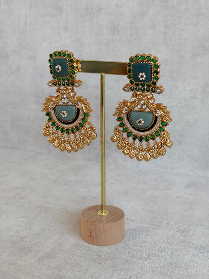 Ayura Designs Aranya Earrings – Sage Green & Emerald Green Statement Earrings
