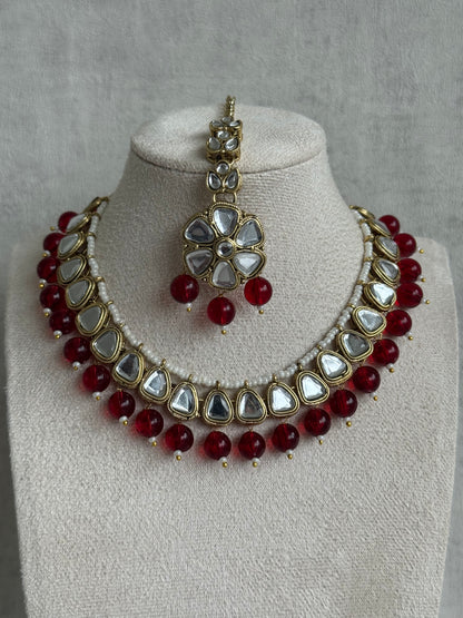 Ayura Designs Mishal Set with Jhumkis & Tikka – Ivory Pearls & Mirror-Cut Stones