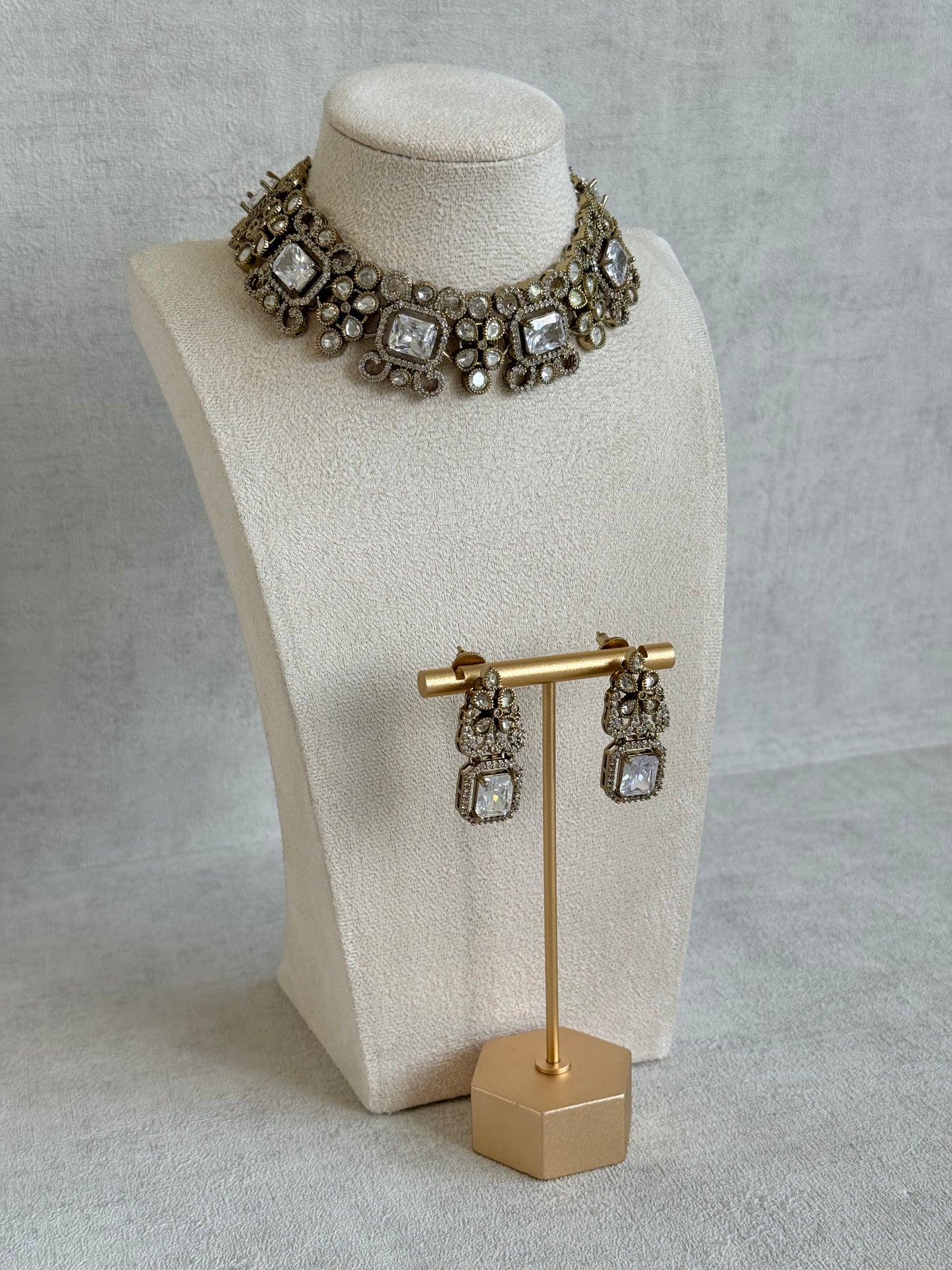 Ayura Designs Celine Set with Earrings – Moissanite Crystal Statement Set